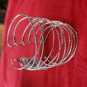 Wide silver tone Bangle Bracelet